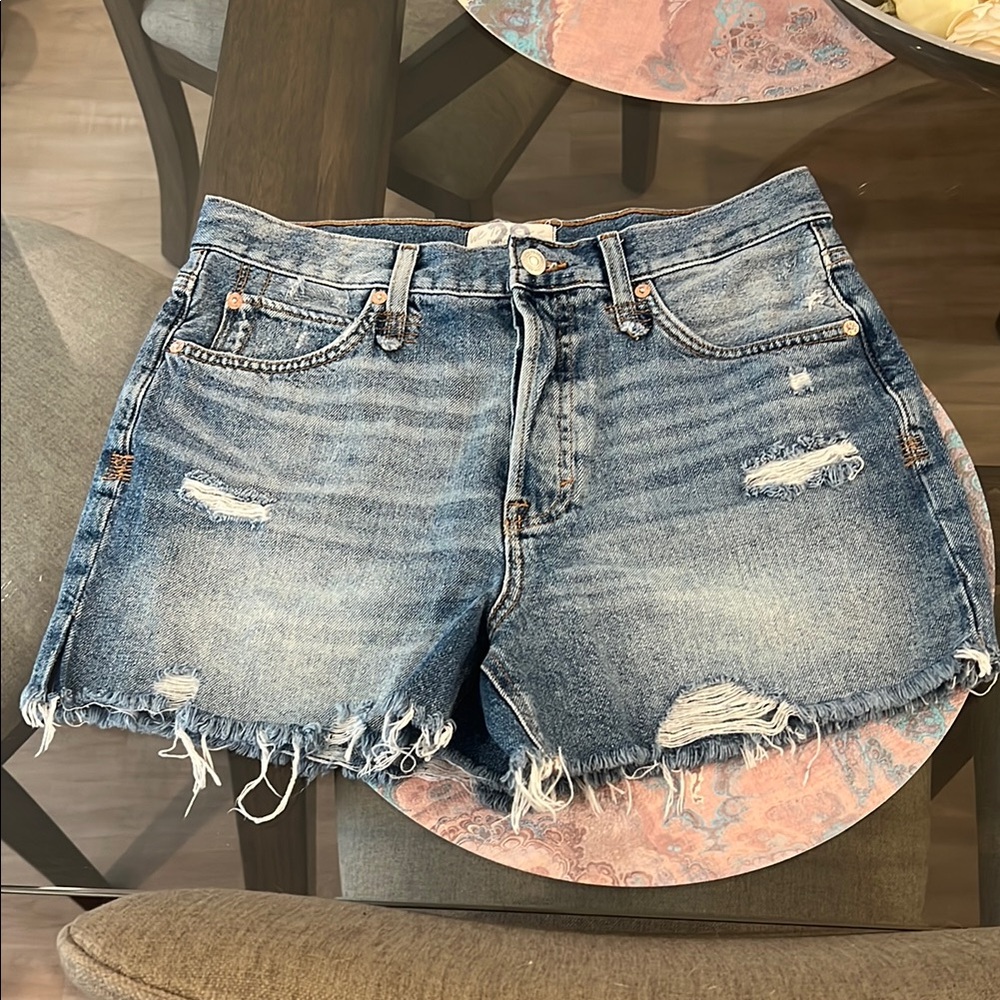 Free People Makai Distressed Blue Denim Shorts - Size 29